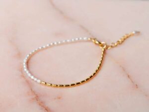 Parel armband Bracelet Pearl Riley 925 sterling zilver en 18K goud zoetwaterparel Laura Design