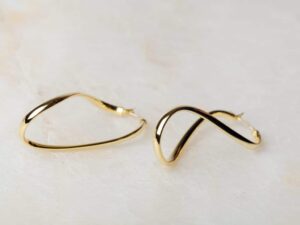 Spiraalvormige oorbellen met bajonetsluiting Hoop Earrings Twist Small 925 sterling zilver en 18K goud Laura Design