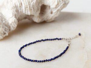 Verstelbare edelsteen armband Bracelet Gemstone Lapis Lazuli 925 sterling zilver en Lapis Lazuli Laura Design