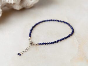 Verstelbare edelsteen armband Bracelet Gemstone Lapis Lazuli 925 sterling zilver en Lapis Lazuli Laura Design