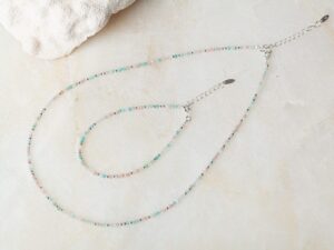 Ketting en armband Necklace Gemstone Elements & Bracelet Gemstone Elements 925 sterling zilver en gemengde edelstenen Laura Design