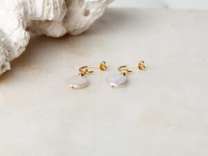 Parel oorbellen Earring Pearl Yara 925 sterling zilver en 18K goud en zoetwaterparel Laura Design