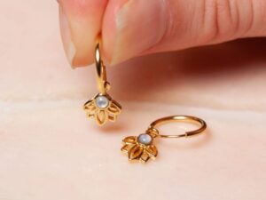 Oorbellen Hoop Earrings Lois Perla 925 sterling zilver en 18K goud Laura Design